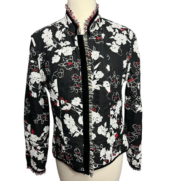 Bay Studio Reversible Blazer Jacket Womens 10 Tweed Floral Versatile Workwear - Picture 1 of 16